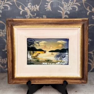 STEBAS Hand Painted Italian Landscape Tile Framed Art Wall Plaque
